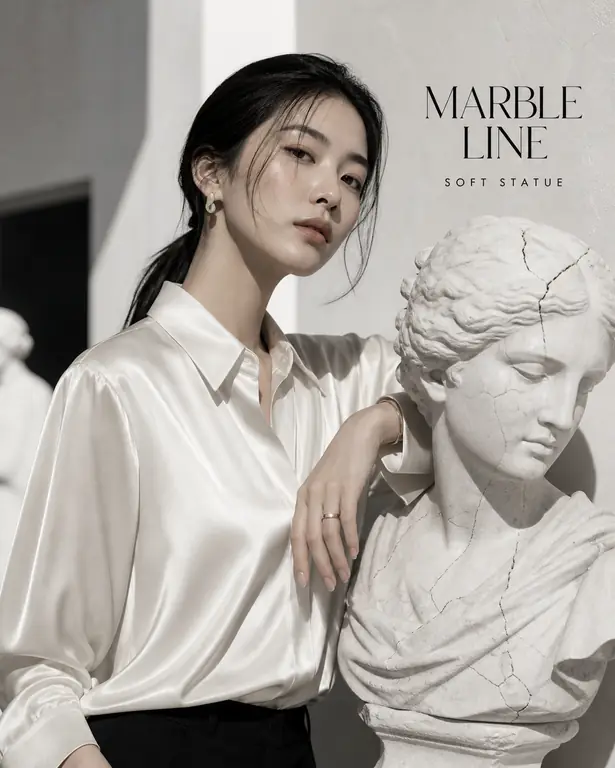 실크 블라우스와 조각상