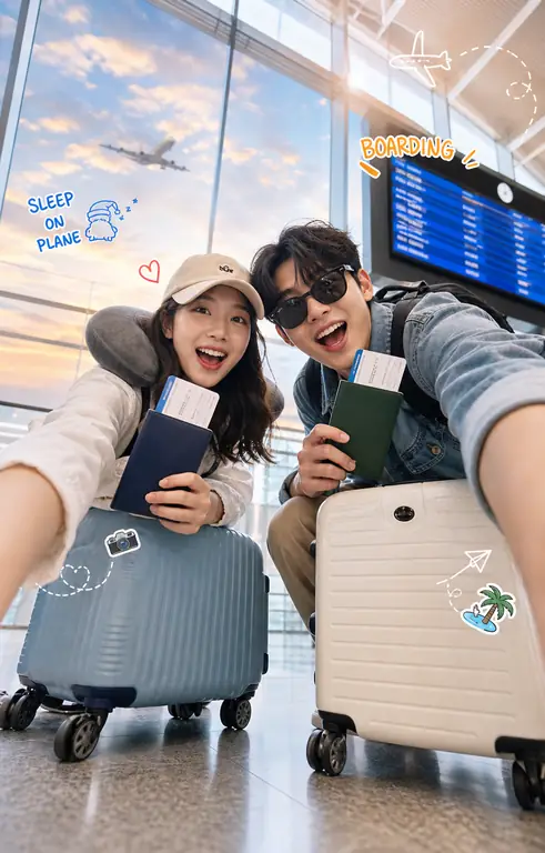 설레는 공항 셀피