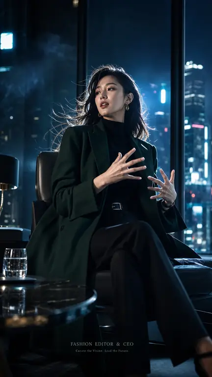 도시 야경 속 카리스마 CEO