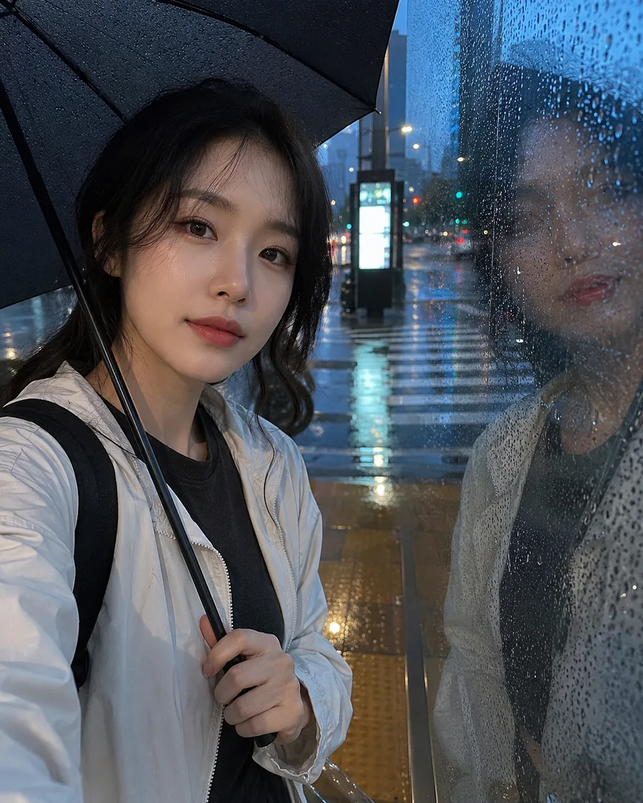 블루아워 버스정류장 셀카