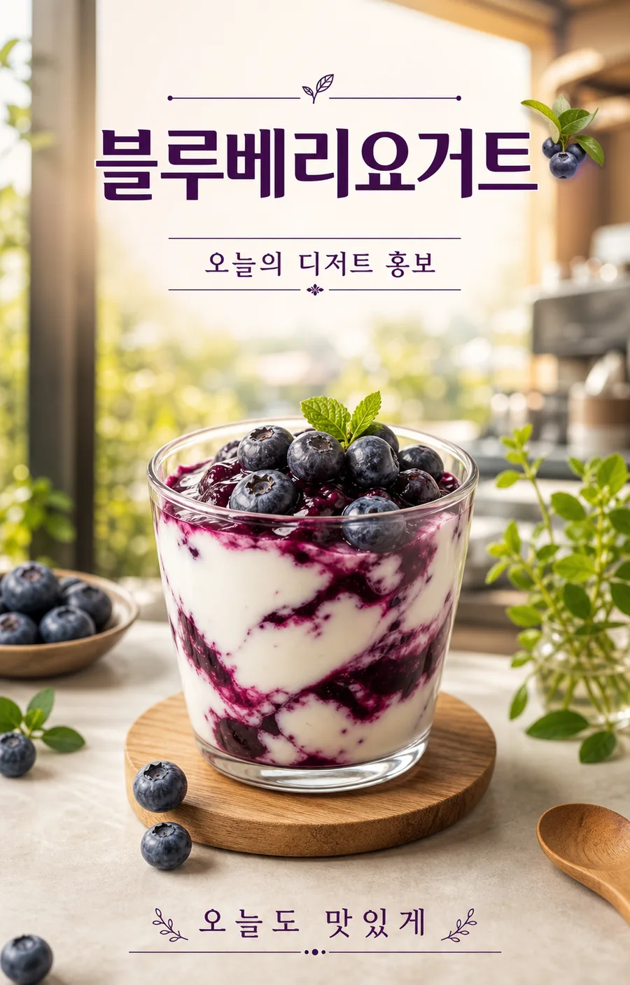 블루베리 요거트 디저트 포스터