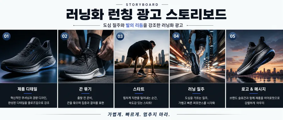 도심 질주 러닝화 스토리보드