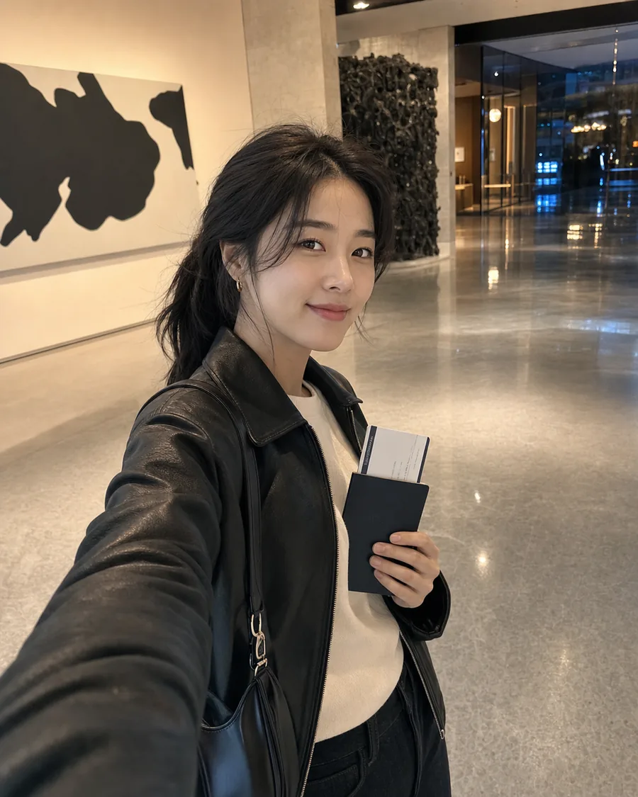 미술관 로비 셀피