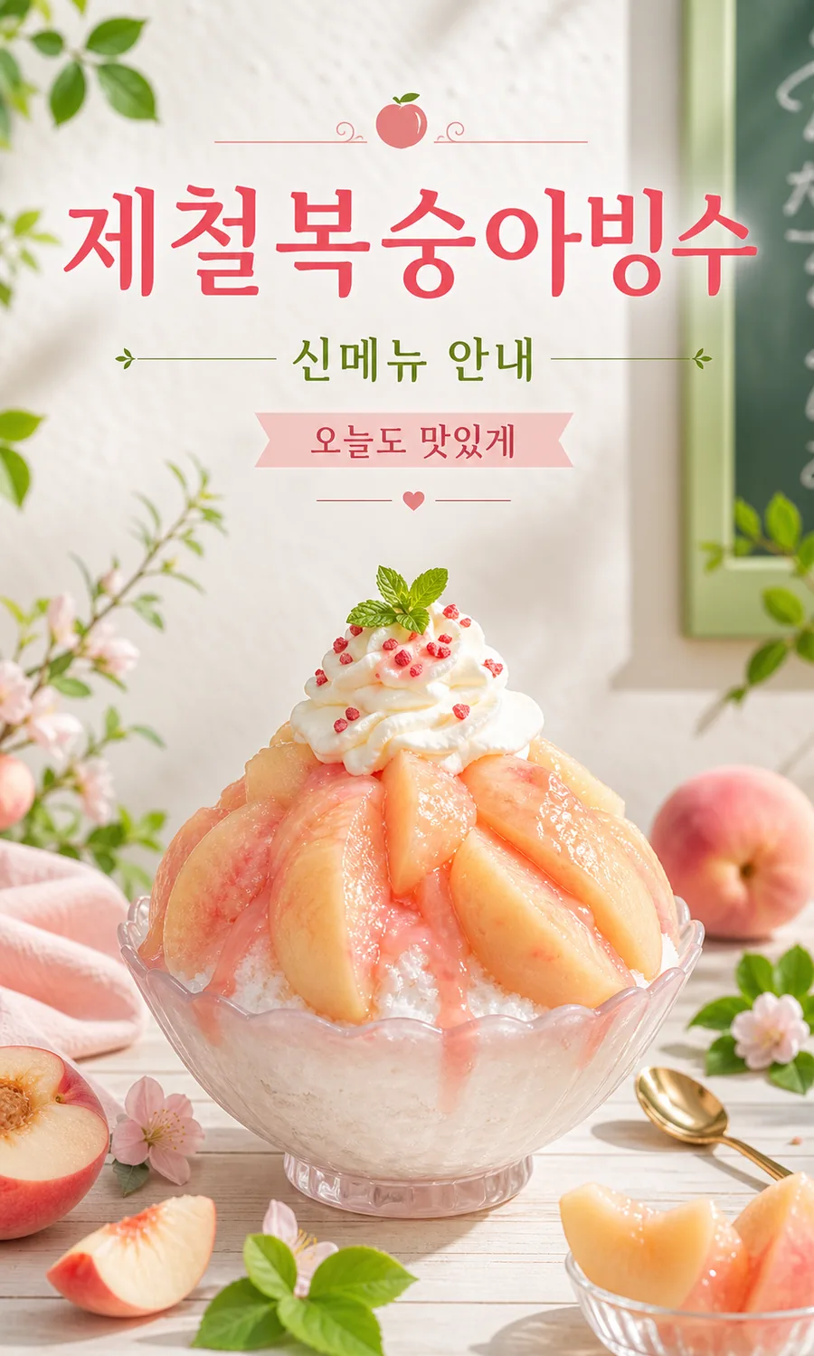 싱그러운 복숭아 빙수