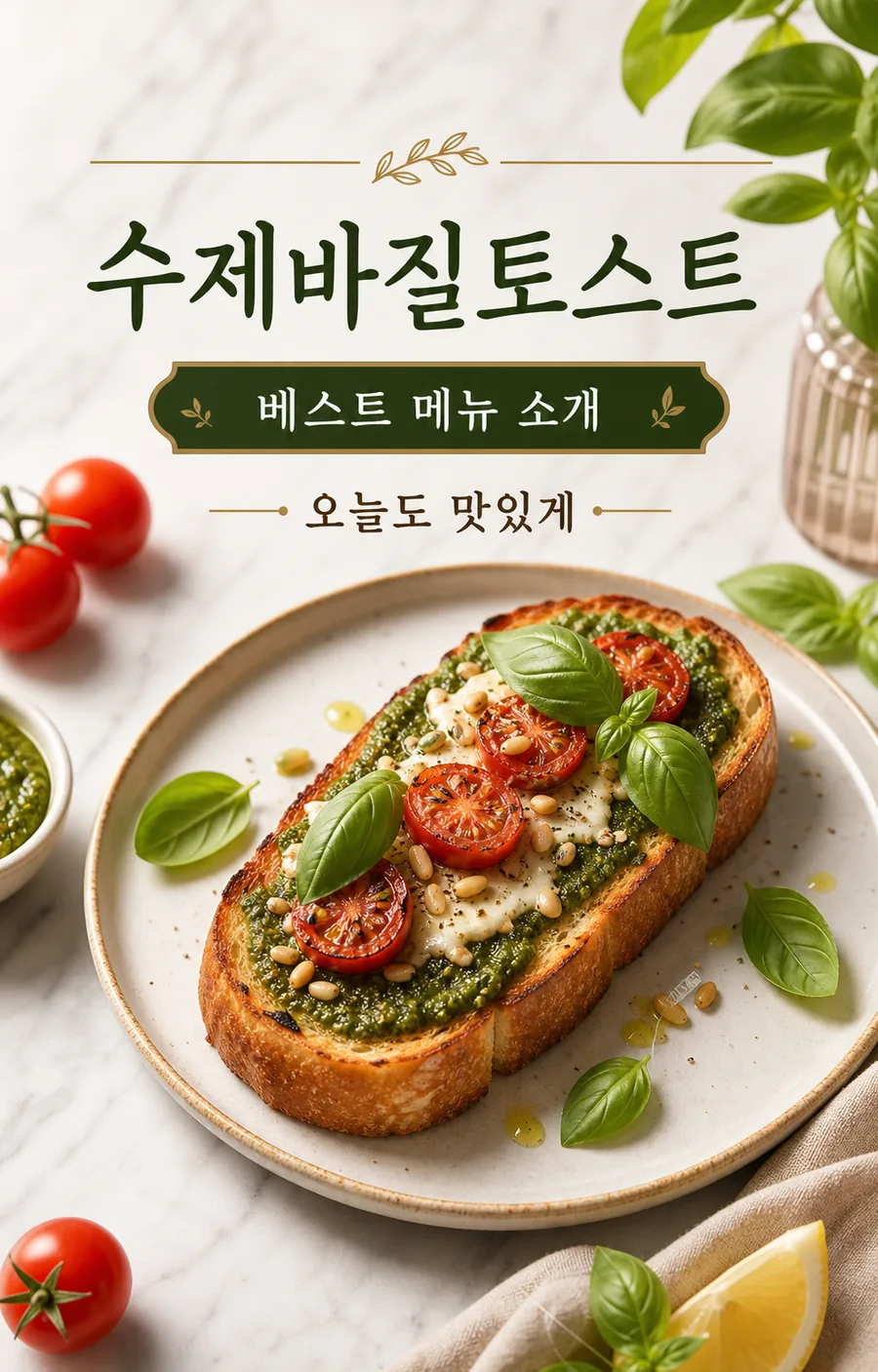 비건 바질 토스트
