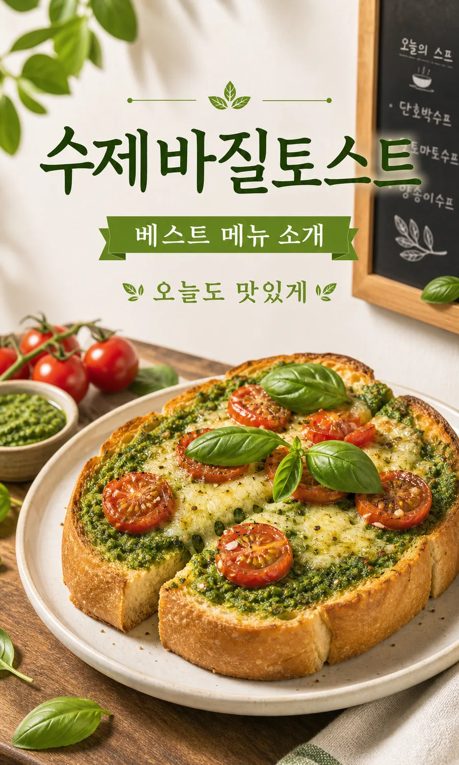 수제 바질 토스트