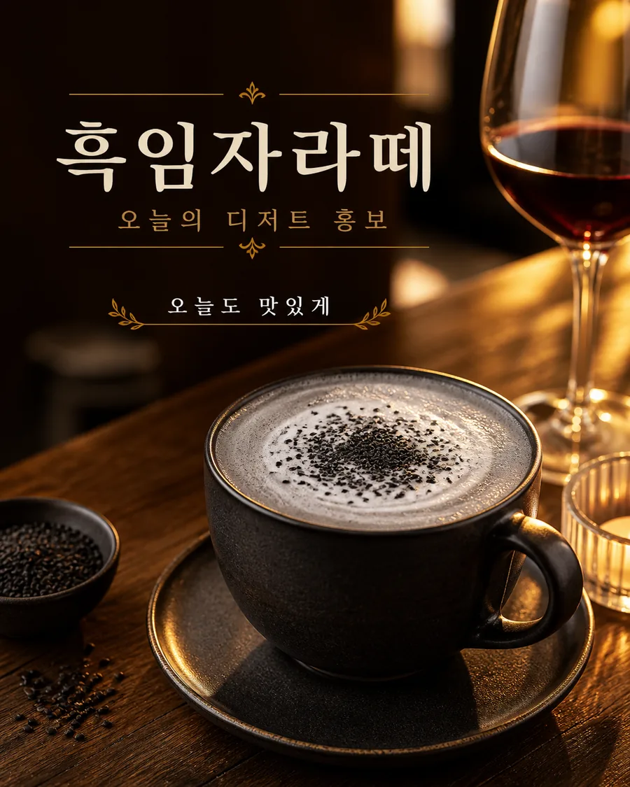 노을빛 흑임자 라떼