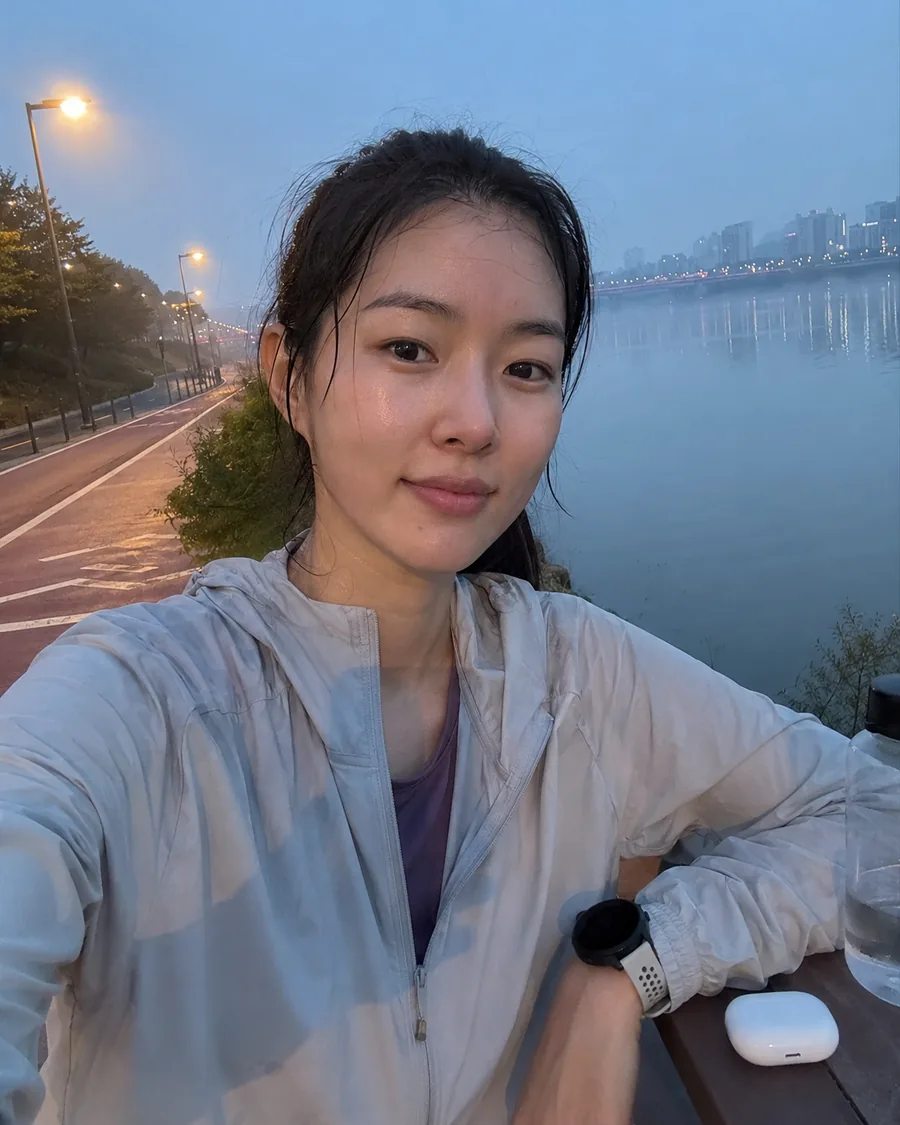 새벽 한강 러닝 셀피