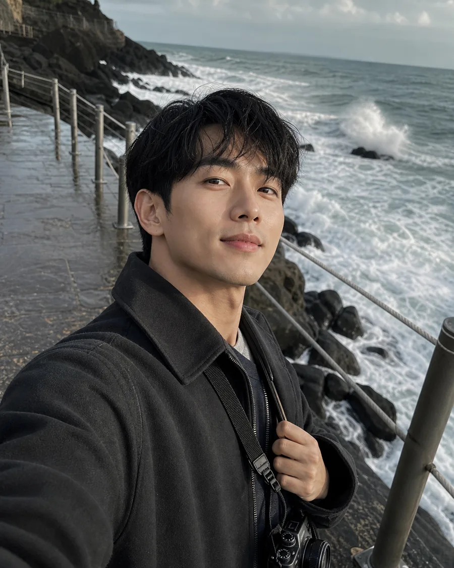네온 해변 필름 셀카