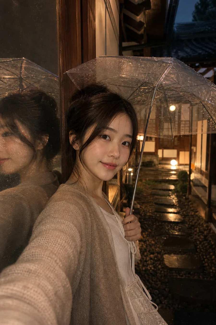 밤비 내리는 한옥 셀카