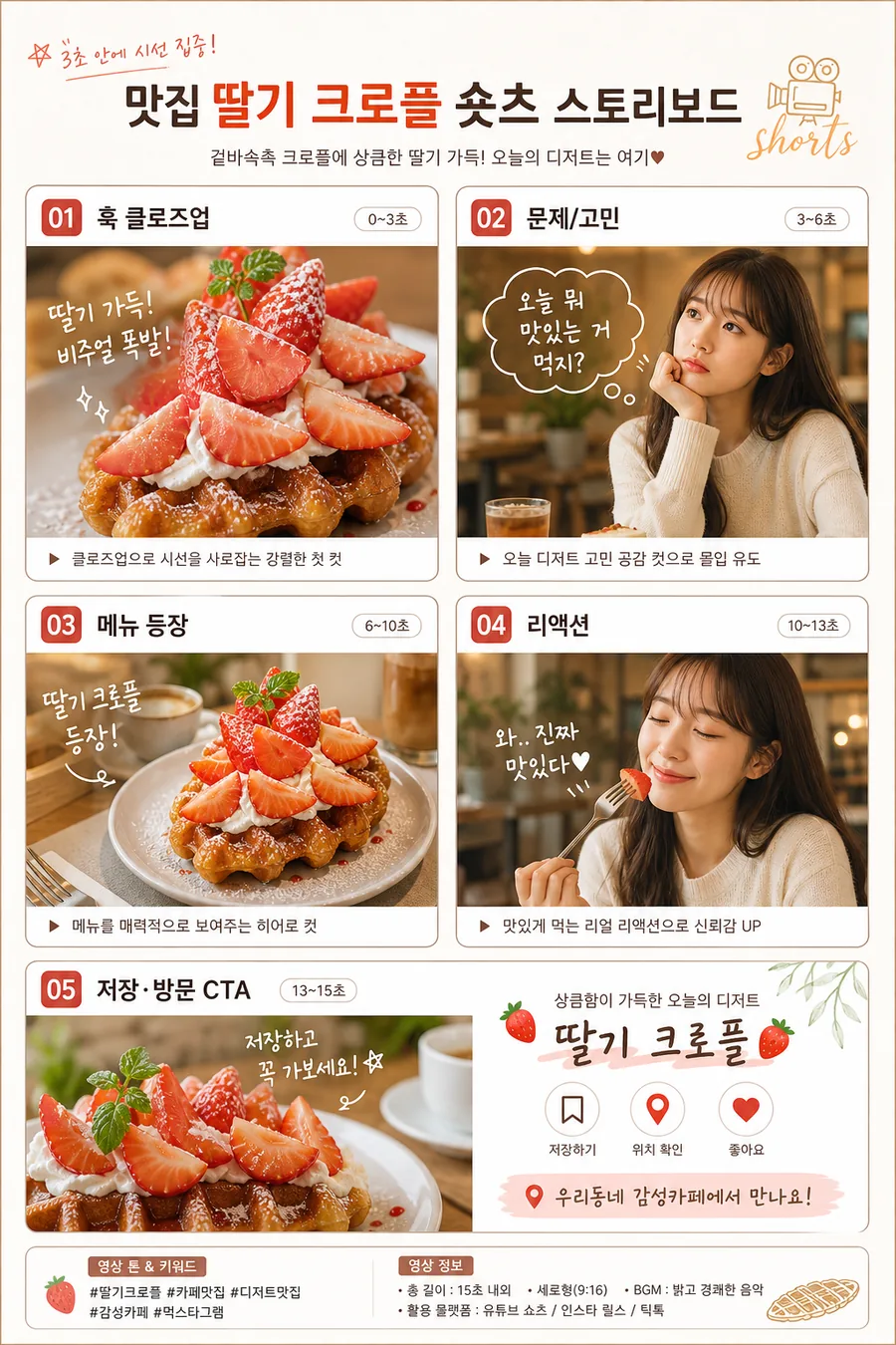 딸기 크로플 숏폼 기획