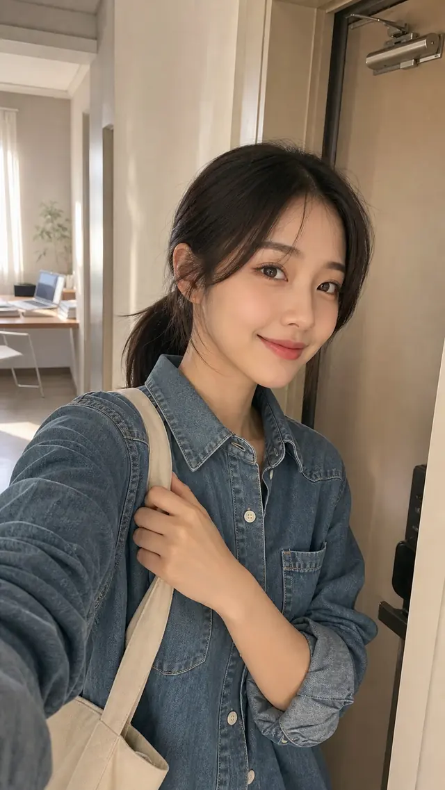 현관 앞 아침 스냅