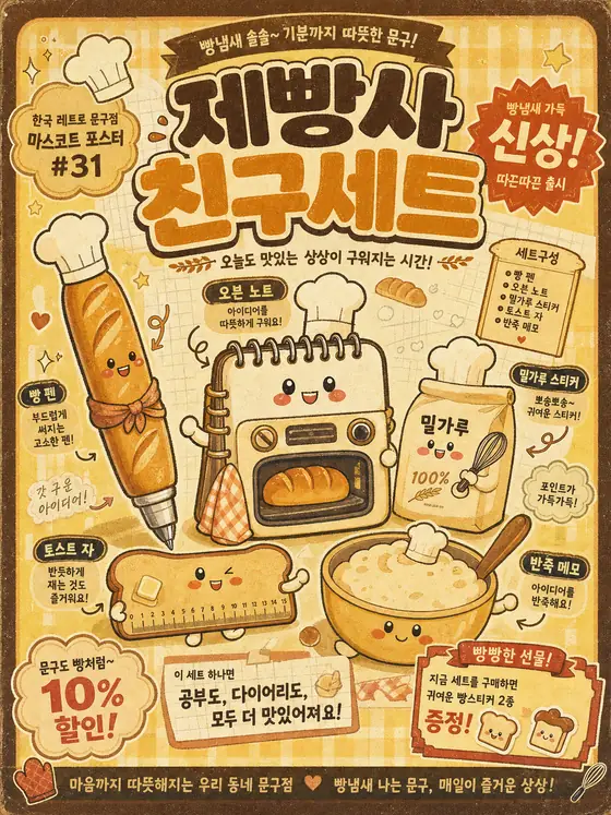 따뜻한 제빵사 문구 세트