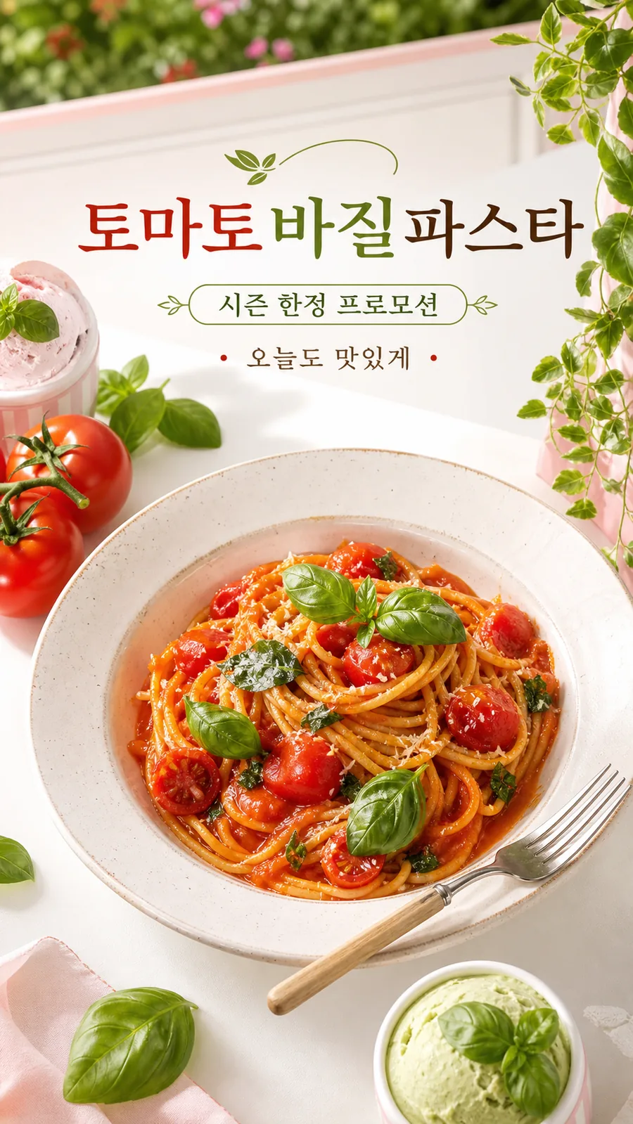 싱그러운 토마토 바질 파스타