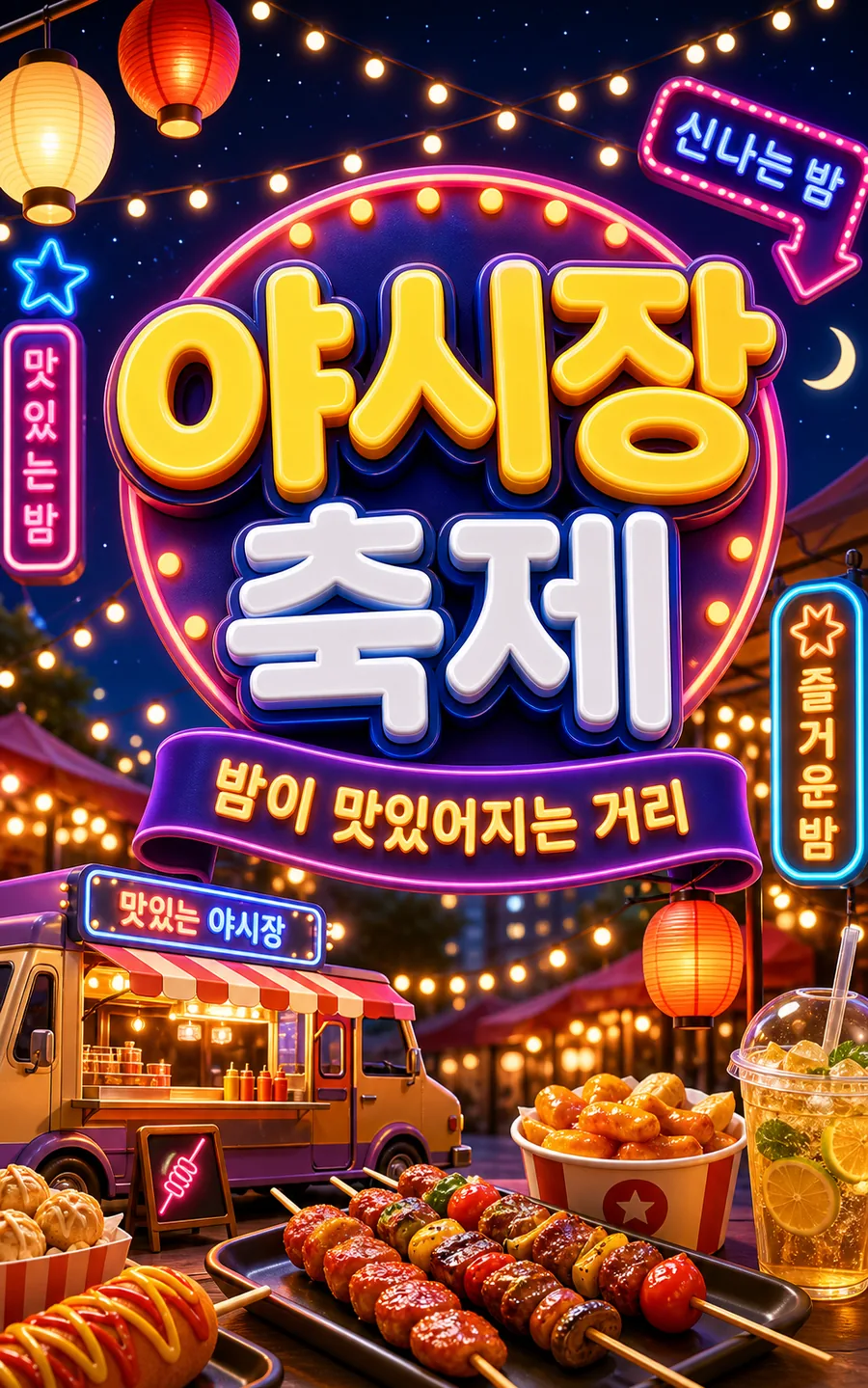 야시장 축제 포스터