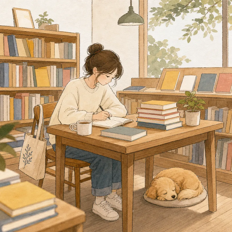 서점의 따뜻한 오후