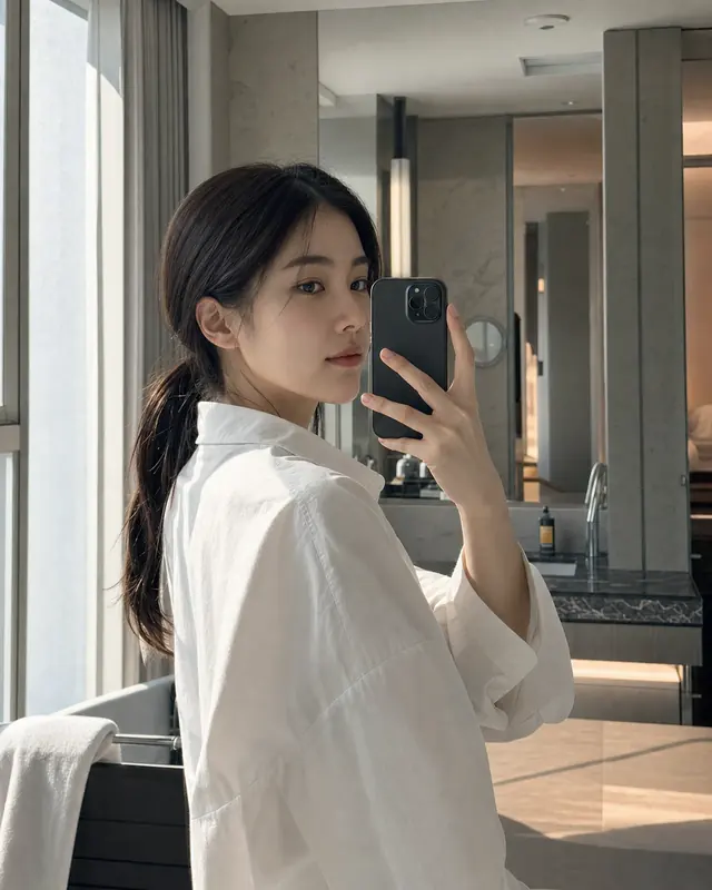감각적인 거울 셀카
