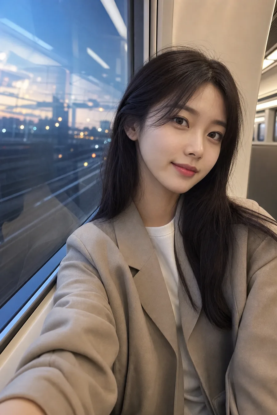 새벽 지하철 룩북 셀피