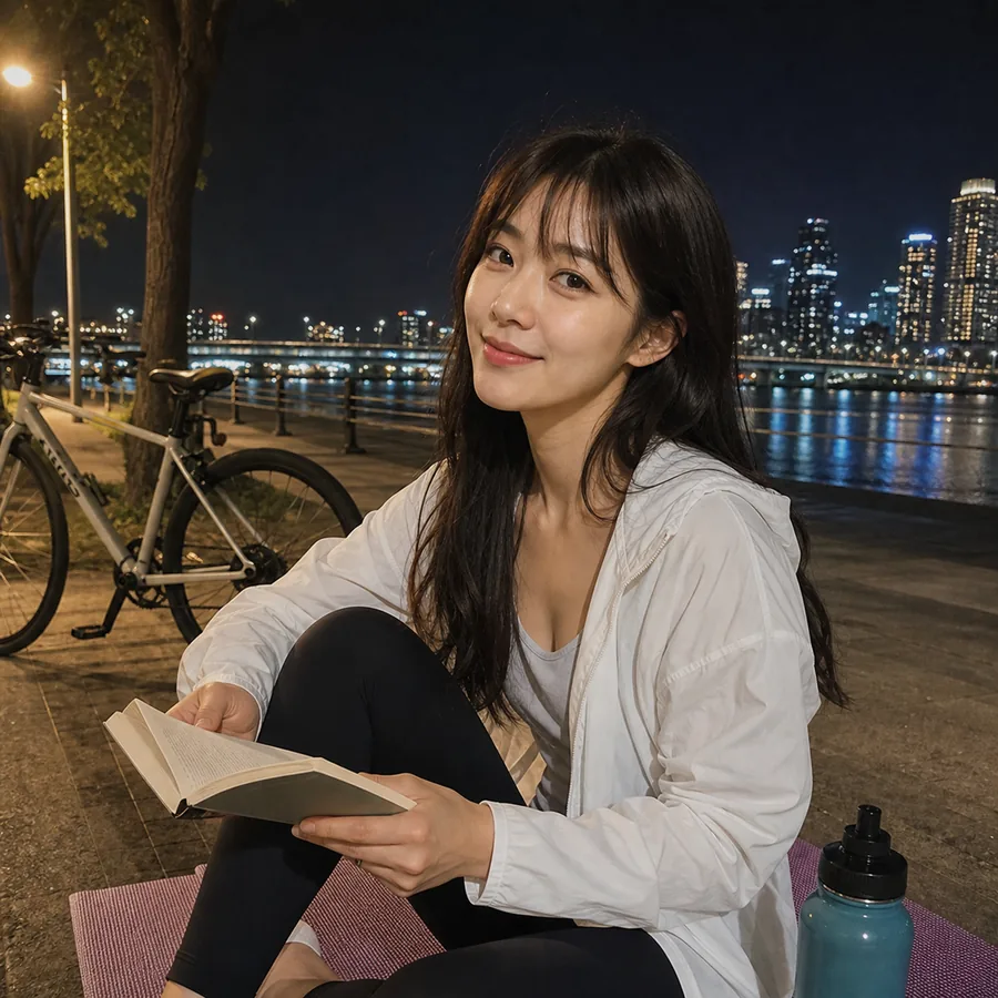 러닝 후 한강 벤치 힐링되는 브랜드 소개 이미지