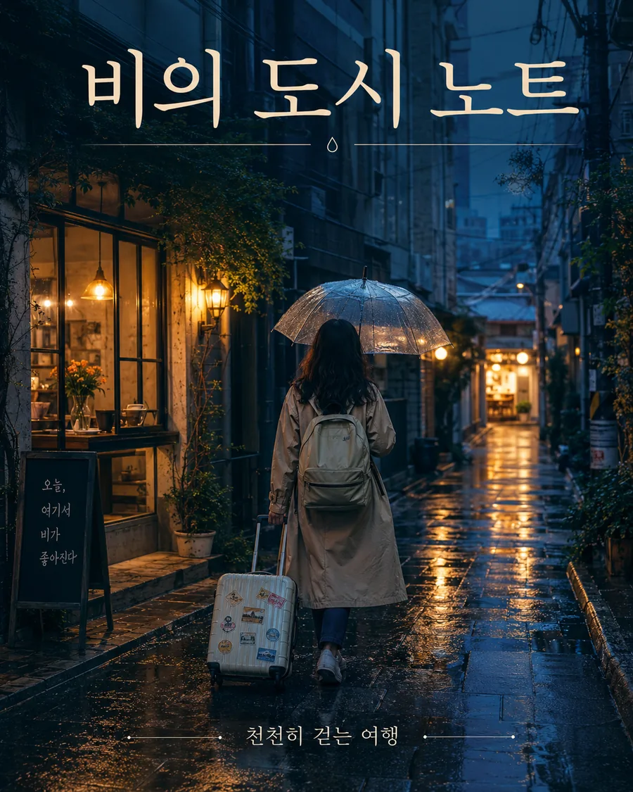 비 내리는 도시 여행 진 커버