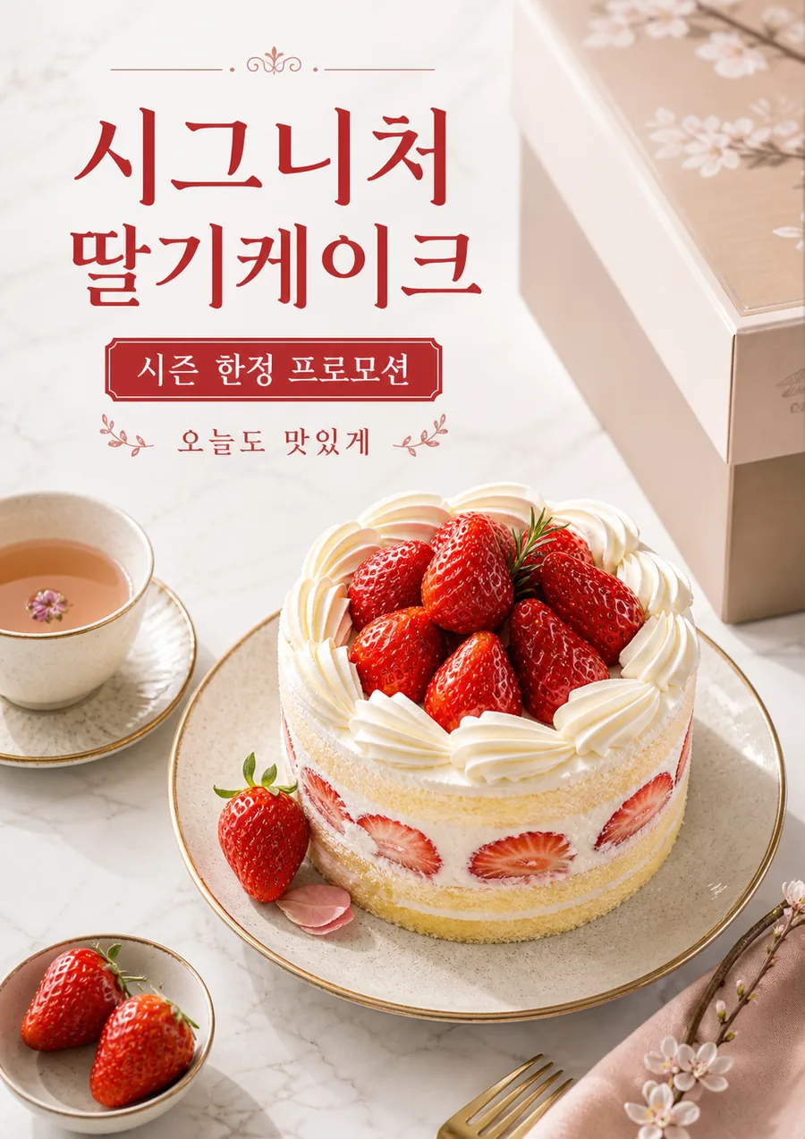 시그니처 딸기 케이크 포스터