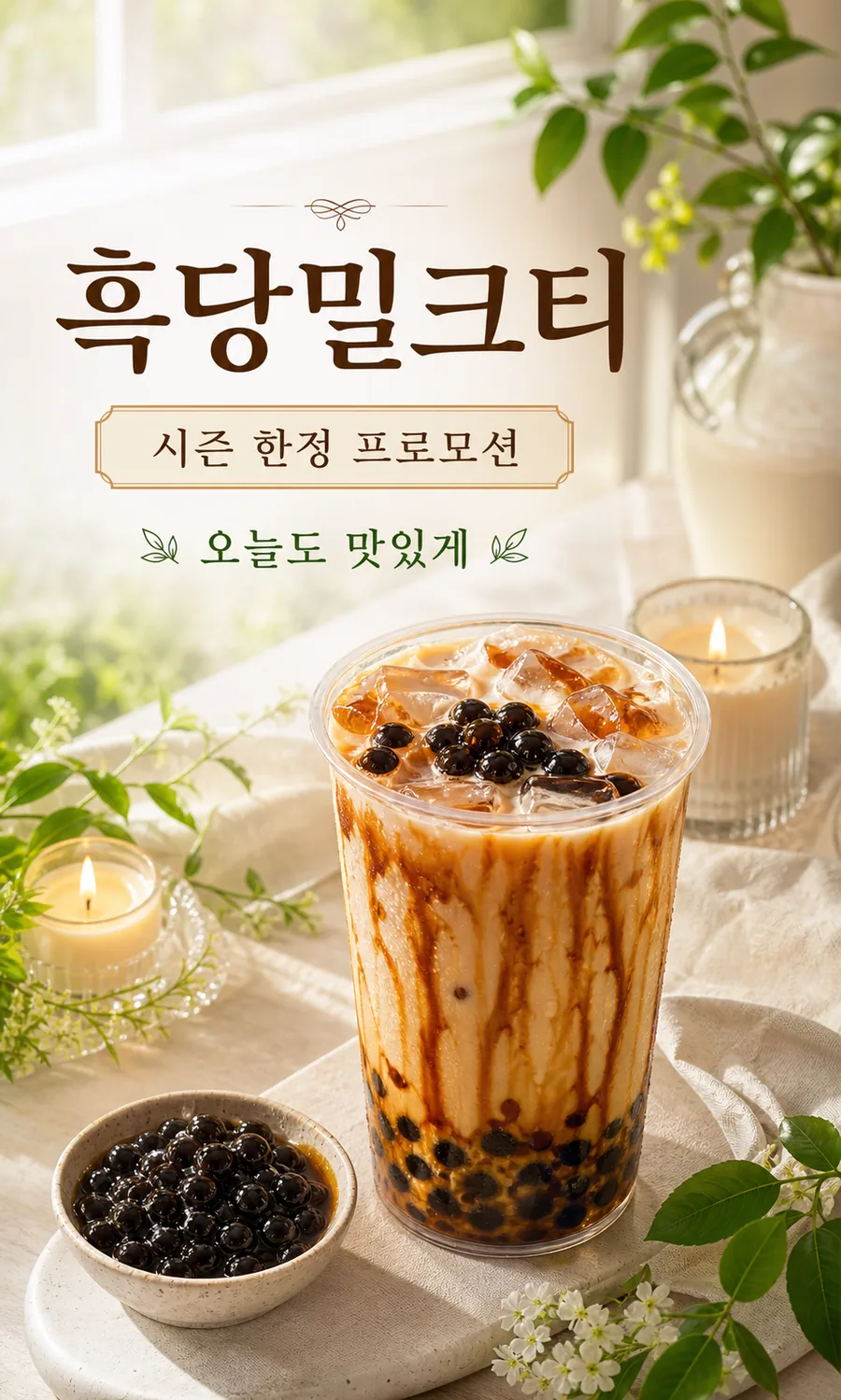 시즌 한정 흑당 밀크티