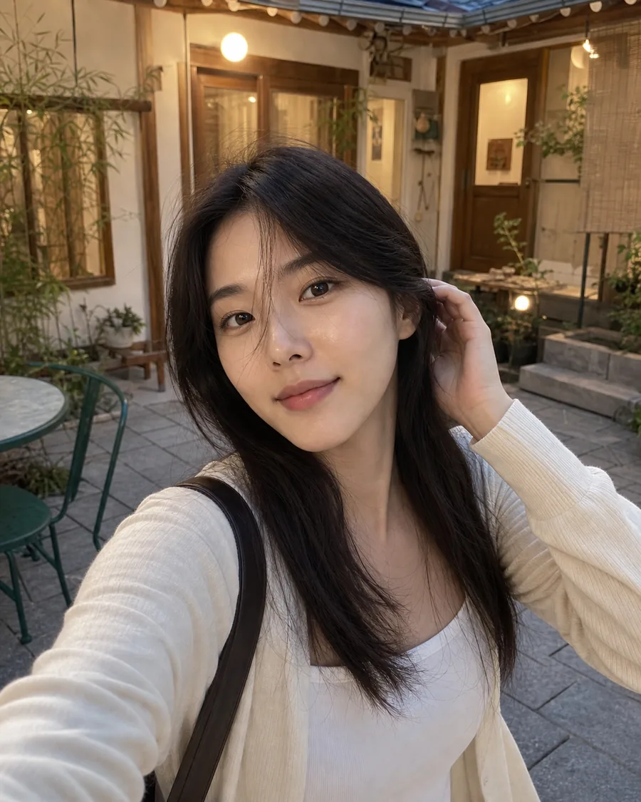 한옥 마당 브이로그 셀카
