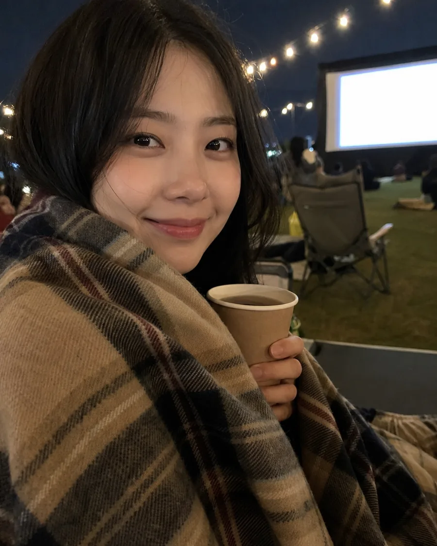 야외 영화관 셀카