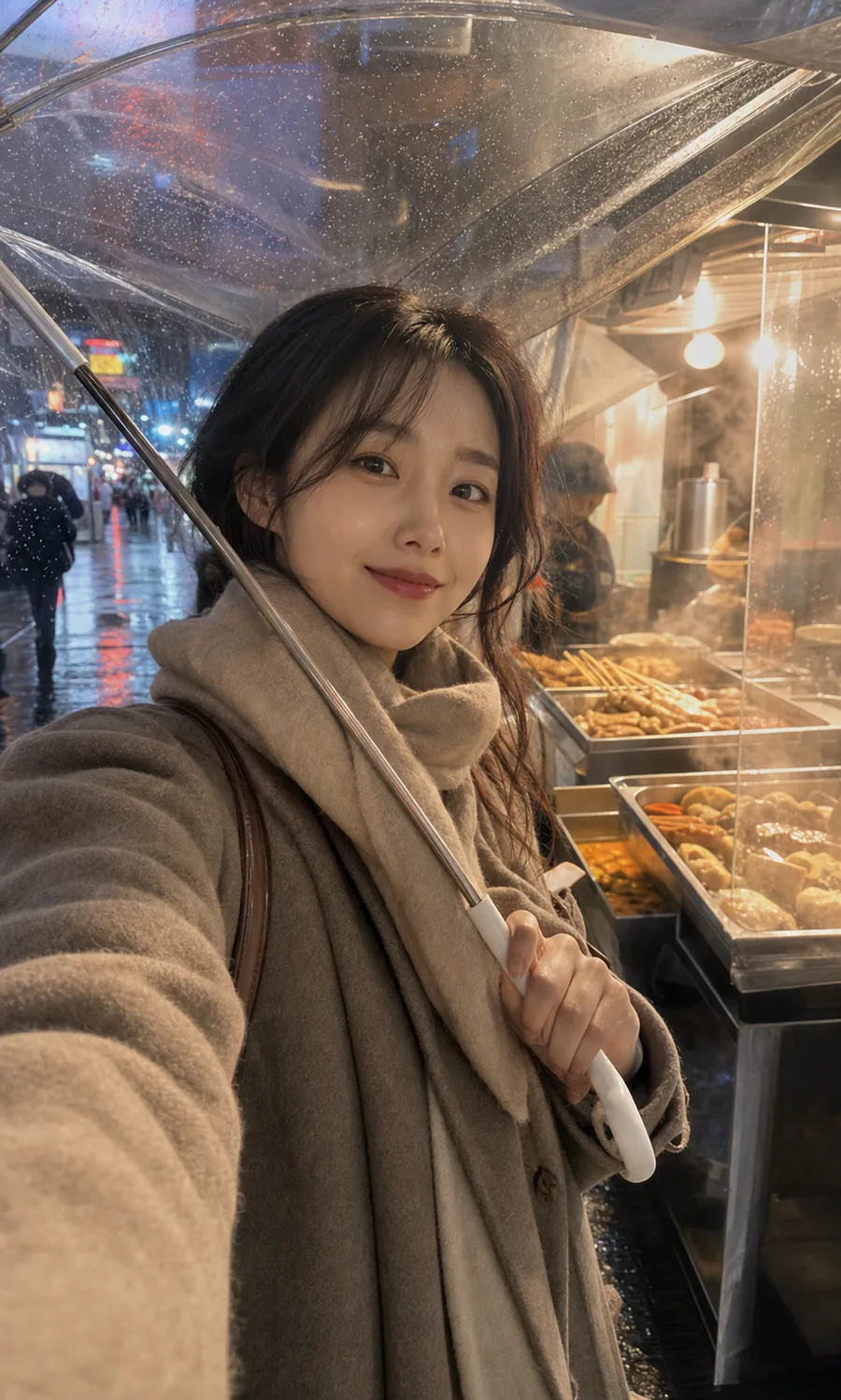 네온빛 시장 셀카