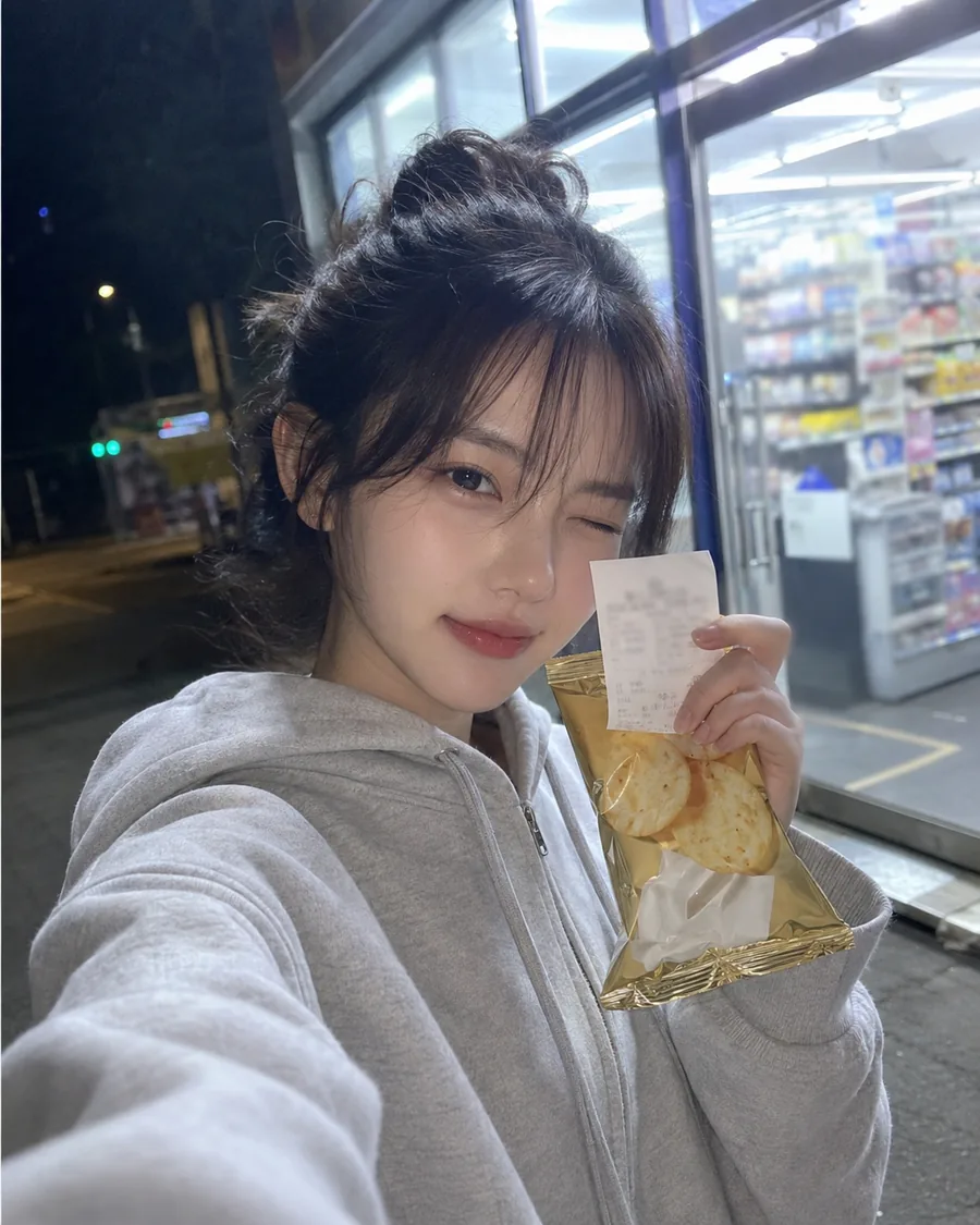 심야 편의점 셀피