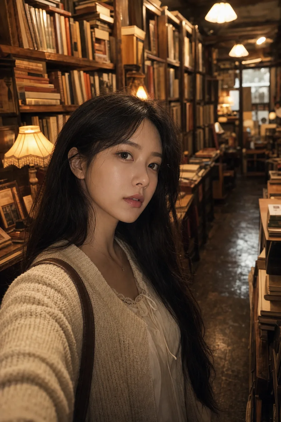 서점의 밤 셀카