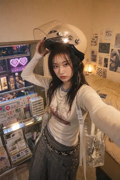 방 안에서 헬멧 셀카