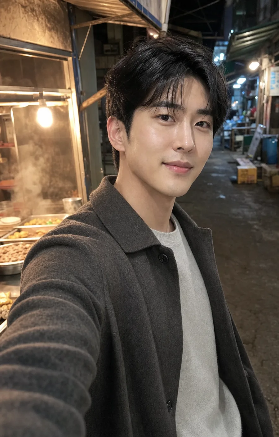 시장 골목 셀카
